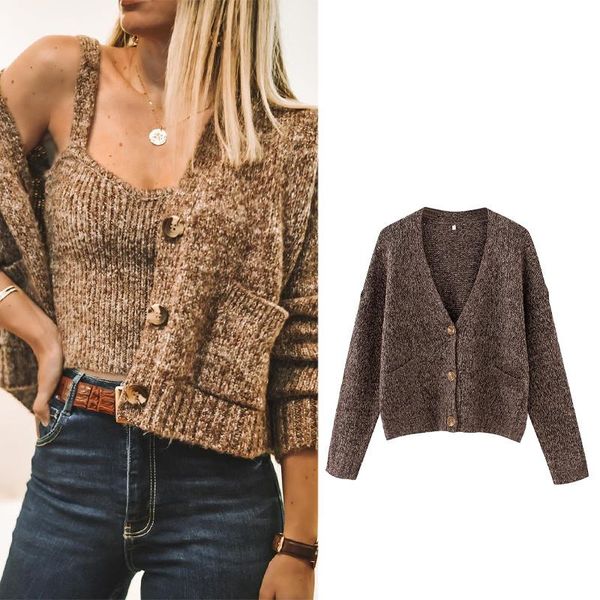 women's knits & tees 2021autumn zar solid color woman coat knitted cardigan jacket fashion short v-neck casual loose slim sweater pl10, White
women's knits & tees 2021autumn zar solid color woman coat knitted cardigan jacket fashion short v-neck casual loose slim sweater pl10, White