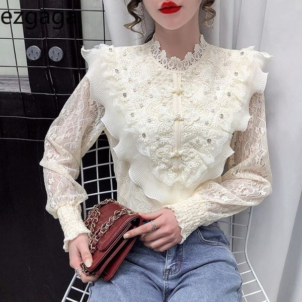 ezgaga elegant blouse shirts women lace patchwork chiffon beading buckle spring long sleeve korean office lady fashion 210430, White
ezgaga elegant blouse shirts women lace patchwork chiffon beading buckle spring long sleeve korean office lady fashion 210430, White