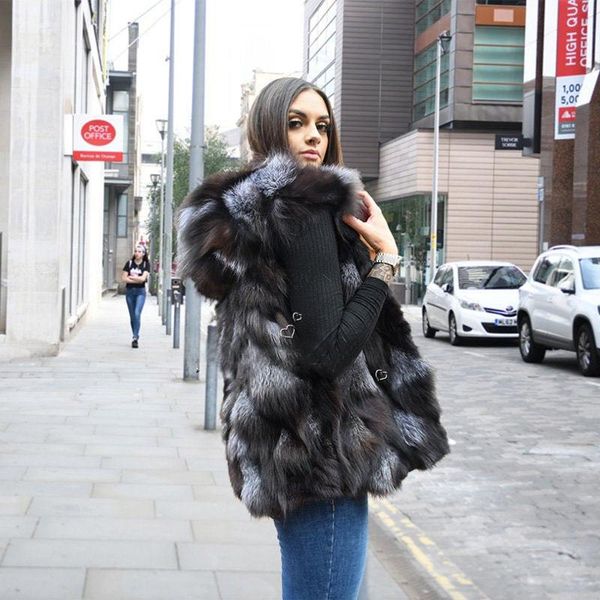 women's fur & faux women 100% genuine real silver vest hooded natural soft sleeveless lady quality warm gilet, Black
women's fur & faux women 100% genuine real silver vest hooded natural soft sleeveless lady quality warm gilet, Black