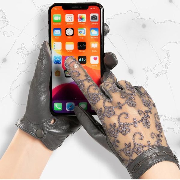 five fingers gloves lace touch screen women' thin sheepskin variety of colors 2021 short bow knot female leather driver, Blue;gray
five fingers gloves lace touch screen women' thin sheepskin variety of colors 2021 short bow knot female leather driver, Blue;gray