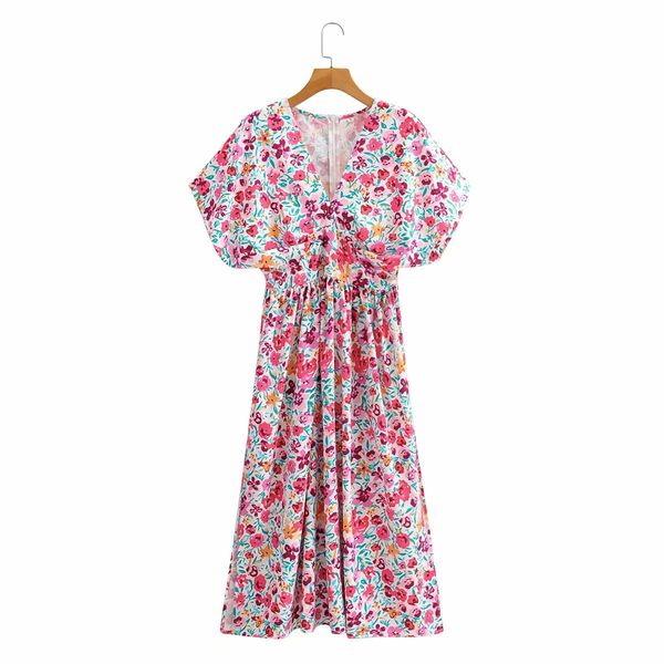 vintage v-neck short-sleeved fashion flower print women dress elegant waist holiday chic female dresses vestidos mujer 210507, Black;gray
vintage v-neck short-sleeved fashion flower print women dress elegant waist holiday chic female dresses vestidos mujer 210507, Black;gray