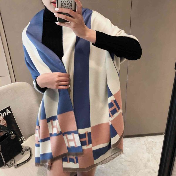 and winter 2021 new cashmere like thickened scarf women's tassel air conditioning shawl warm neck h letter batch, Blue;gray
and winter 2021 new cashmere like thickened scarf women's tassel air conditioning shawl warm neck h letter batch, Blue;gray