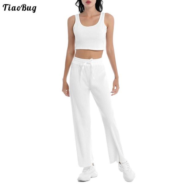 tiaobug 2pcs women summer casual sport suit u neck sleeveless cropped and loose pants for gym yoga fitness sportswear running sets, Black;blue
tiaobug 2pcs women summer casual sport suit u neck sleeveless cropped and loose pants for gym yoga fitness sportswear running sets, Black;blue