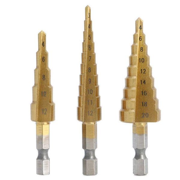 professional drill bits 3 pcs high-speed steel step bit set power tools cone titanium coated metal hole cutter 1/4 inch hex shank drive quic
professional drill bits 3 pcs high-speed steel step bit set power tools cone titanium coated metal hole cutter 1/4 inch hex shank drive quic