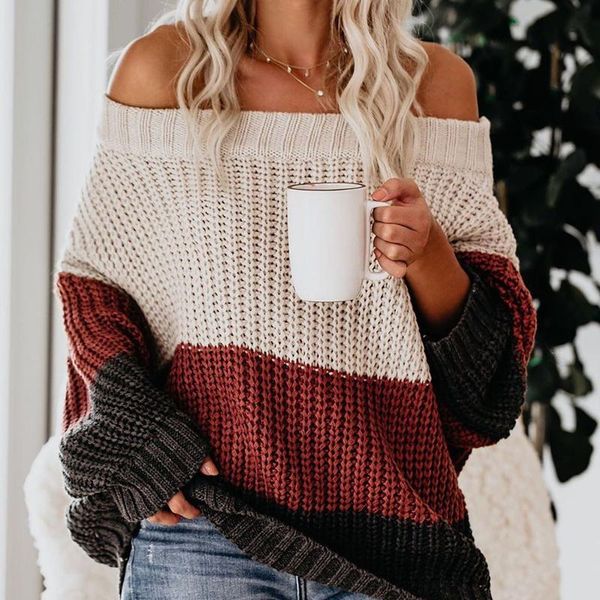 women's sweaters 2021 women slash neck knitted autumn winter warm stitching casual loose sweater female long batwing sleeve pullover, White;black
women's sweaters 2021 women slash neck knitted autumn winter warm stitching casual loose sweater female long batwing sleeve pullover, White;black