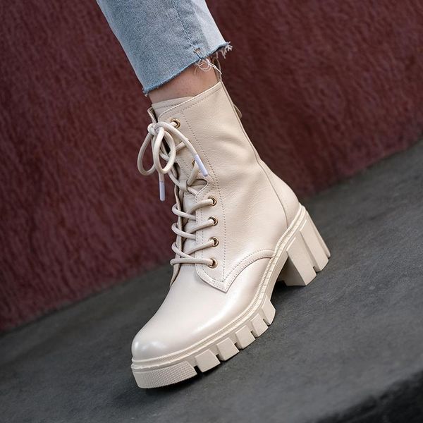 boots genuine leather round toe chunky heel women platform lace-up female 2021 winter office lady shoes ankle, Black
boots genuine leather round toe chunky heel women platform lace-up female 2021 winter office lady shoes ankle, Black