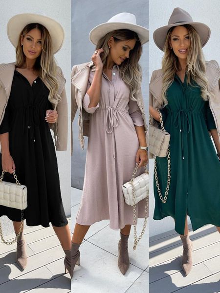 casual dresses european and american fashion women's autumn winter models solid color bandage waist bottoming dress, Black;gray
casual dresses european and american fashion women's autumn winter models solid color bandage waist bottoming dress, Black;gray