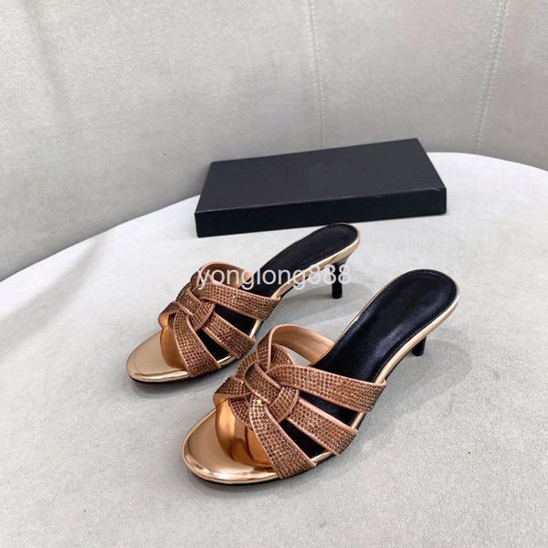 slippers summer round head high heel thin cowhide weaving fashion solid color wearing simple slippers for women, Black
slippers summer round head high heel thin cowhide weaving fashion solid color wearing simple slippers for women, Black