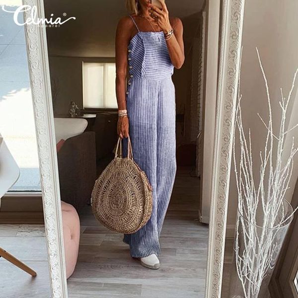 fashion women striped long jumpsuits celmia sleeveless rompers casual office wide leg pants playsuit female overalls women's &, Black;white
fashion women striped long jumpsuits celmia sleeveless rompers casual office wide leg pants playsuit female overalls women's &, Black;white