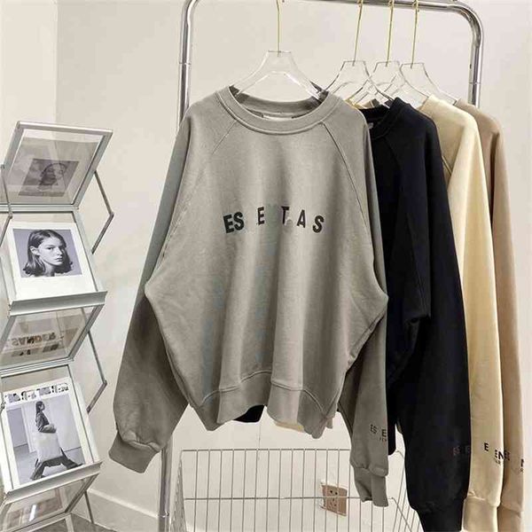 ess + 2021 autumn os pasted leather letter round neck sweater men's and women's loose long sleeve top, Black
ess + 2021 autumn os pasted leather letter round neck sweater men's and women's loose long sleeve top, Black