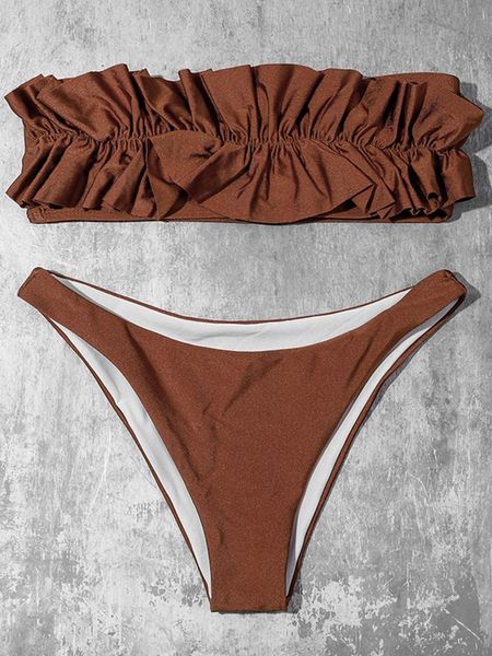 women's swimwear bikini 2021 ruffled tube split summer ladies beachwear underwear set, White;black
women's swimwear bikini 2021 ruffled tube split summer ladies beachwear underwear set, White;black