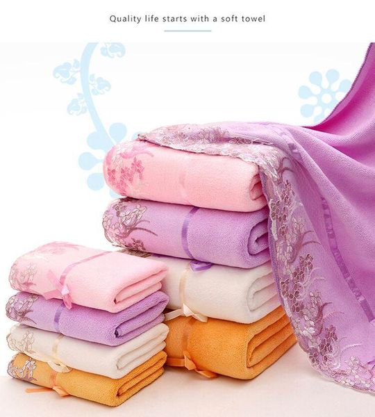 towel micro-fiber lace embroidery soft absorbent wash face