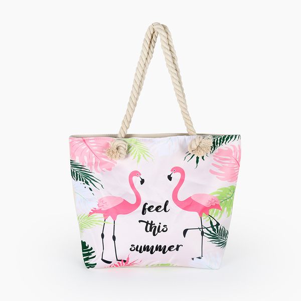 creative thick rope flamingo pattern large-capacity bag one-shoulder portable women's cotton beach tote
creative thick rope flamingo pattern large-capacity bag one-shoulder portable women's cotton beach tote