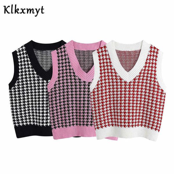 klkxmyt za women fashion houndstooth loose knitted vest sweater v neck sleeveless side vents female waistcoat chic 210527, Black;white
klkxmyt za women fashion houndstooth loose knitted vest sweater v neck sleeveless side vents female waistcoat chic 210527, Black;white