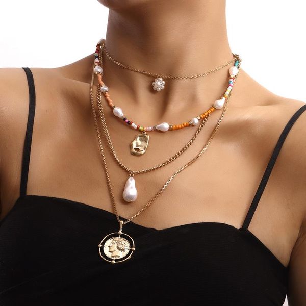 pendant necklaces vintage boho multilayer seed bead pearl choker portrait chain necklace for women gold color collar fashion jewelry gift, Silver
pendant necklaces vintage boho multilayer seed bead pearl choker portrait chain necklace for women gold color collar fashion jewelry gift, Silver