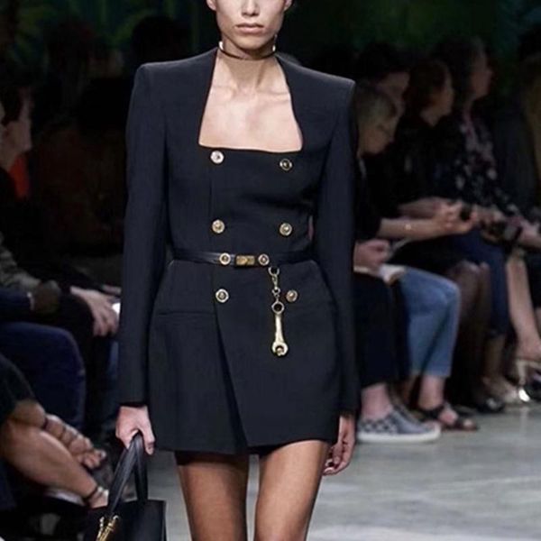 fashion autumn women's blazer dress black square neck long sleeve double breasted slim mini club party dresses casual, Black;gray
fashion autumn women's blazer dress black square neck long sleeve double breasted slim mini club party dresses casual, Black;gray