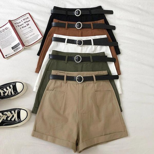 women's shorts sedutmo summer cargo women pocket slim casual high waist trousers vintage office short basic with belt, White;black
women's shorts sedutmo summer cargo women pocket slim casual high waist trousers vintage office short basic with belt, White;black