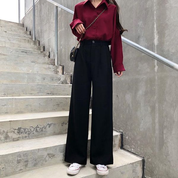 women's pants & capris 2261 black loose drape wide-leg women high-waist casual, Black;white
women's pants & capris 2261 black loose drape wide-leg women high-waist casual, Black;white