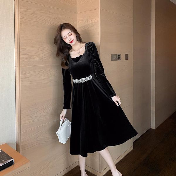 casual dresses make winter jujing yi star with velvet dress long paragraph cultivate one's morality, Black;gray
casual dresses make winter jujing yi star with velvet dress long paragraph cultivate one's morality, Black;gray