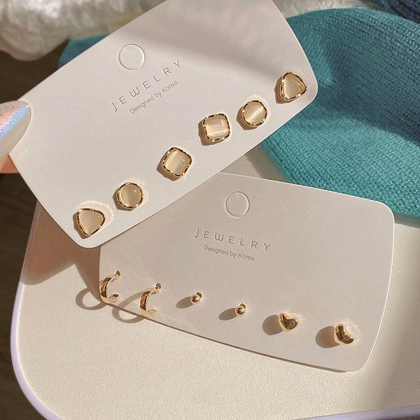stud 3 pieces/set fashion simple opal gold earrings for woman hypoallergenic korean earring set female jewelry anniversary gifts, Golden;silver
stud 3 pieces/set fashion simple opal gold earrings for woman hypoallergenic korean earring set female jewelry anniversary gifts, Golden;silver