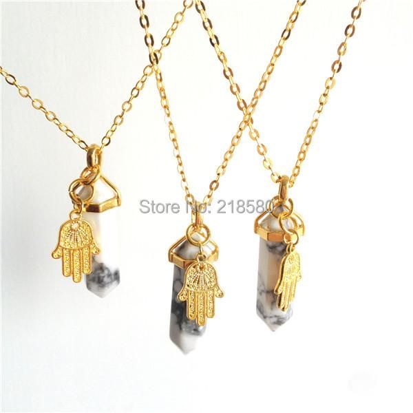 sn-078 white marble howlite hexagonal stone necklace with hamsa hand pendant necklaces, Silver
sn-078 white marble howlite hexagonal stone necklace with hamsa hand pendant necklaces, Silver