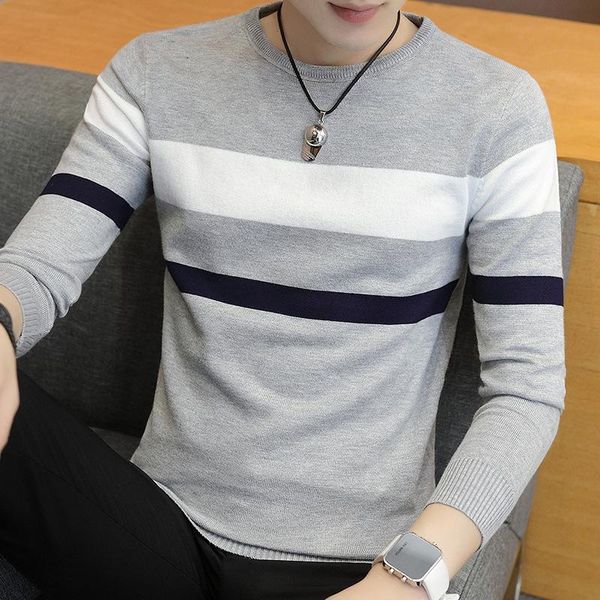 men's sweaters thin long sleeve sweater round neck pullover striped fashion trend, White;black
men's sweaters thin long sleeve sweater round neck pullover striped fashion trend, White;black