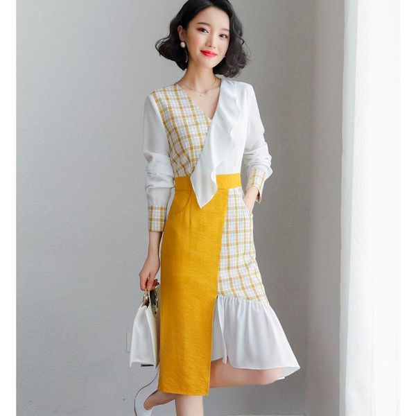casual dresses 2021 women's spring and autumn fashion chiffon dress summer v-neck ruffled plaid, Black;gray
casual dresses 2021 women's spring and autumn fashion chiffon dress summer v-neck ruffled plaid, Black;gray