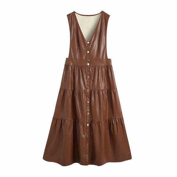 autumn female fashion retro laminated decoration v-neck single-breasted sleeveless faux leather women dress 210520, Black;gray
autumn female fashion retro laminated decoration v-neck single-breasted sleeveless faux leather women dress 210520, Black;gray