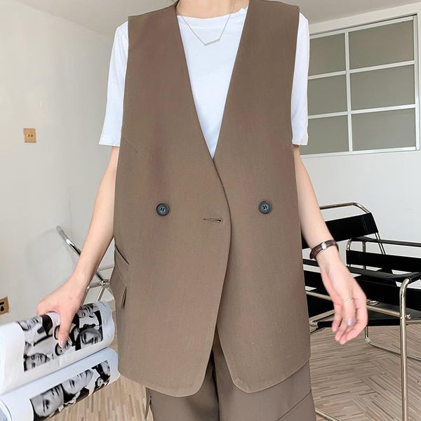 women's vests superaen autumn 2021 two button suit coat casual sleeveless solid loose v neck office lady, Black;white
women's vests superaen autumn 2021 two button suit coat casual sleeveless solid loose v neck office lady, Black;white