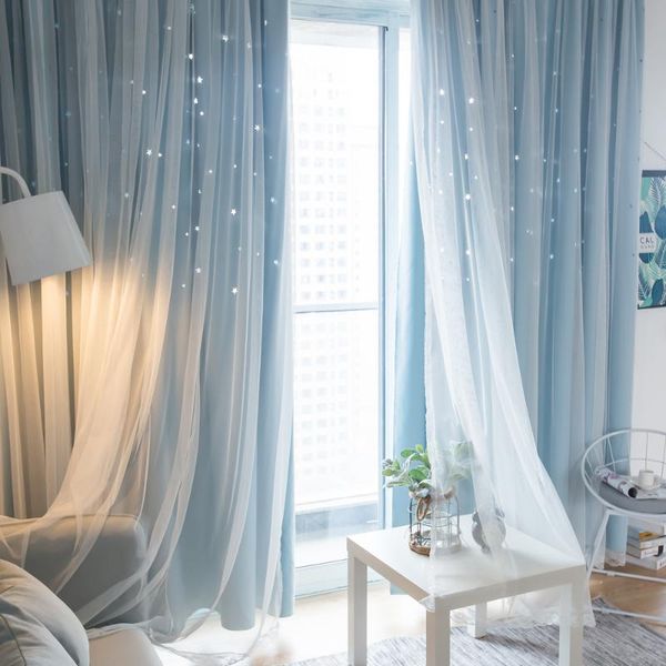 modern blue curtain for bedroom living room korean style double-layer sets blackout lace hollow stars princess & drapes
modern blue curtain for bedroom living room korean style double-layer sets blackout lace hollow stars princess & drapes