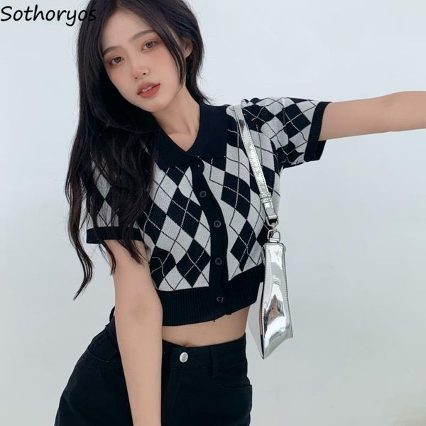 women's knits & tees women cardigans argyle short sleeve slim crop all-match preppy style knitted turn-down collar retro stylish tempe, White
women's knits & tees women cardigans argyle short sleeve slim crop all-match preppy style knitted turn-down collar retro stylish tempe, White