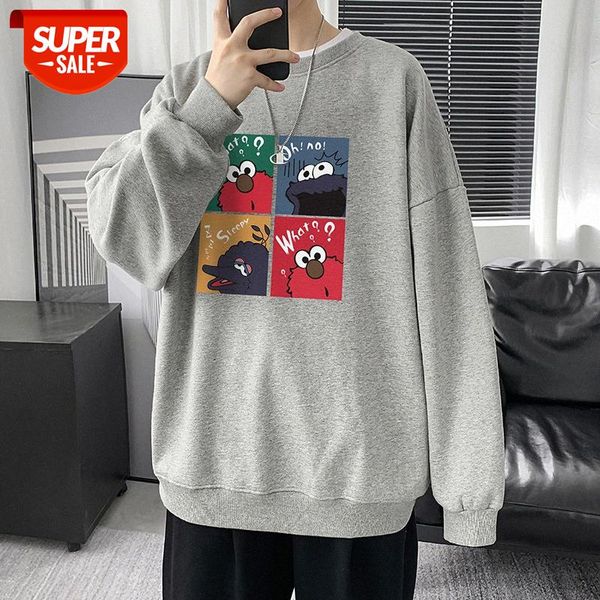 oversize gray sweater men's tide round neck capless sesame street print shirt long-sleeved t-shirt #6p74, Black
oversize gray sweater men's tide round neck capless sesame street print shirt long-sleeved t-shirt #6p74, Black