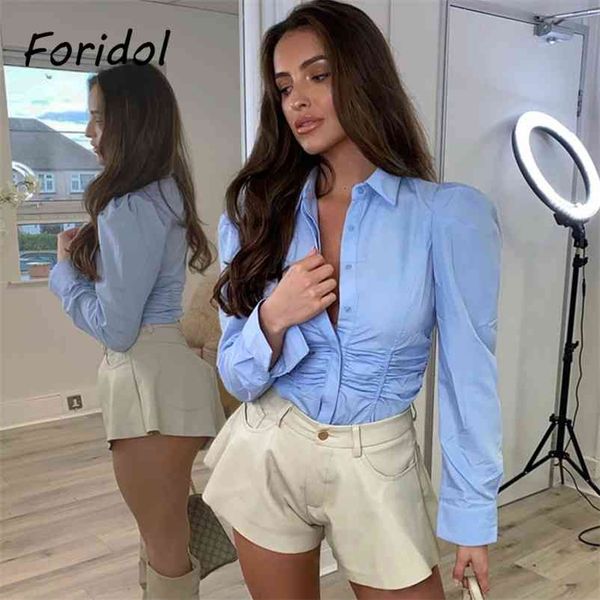 foridol long puff sleeve blouse shirt women office ladies elegant shirt spring autumn rushed blue new 210415, White
foridol long puff sleeve blouse shirt women office ladies elegant shirt spring autumn rushed blue new 210415, White