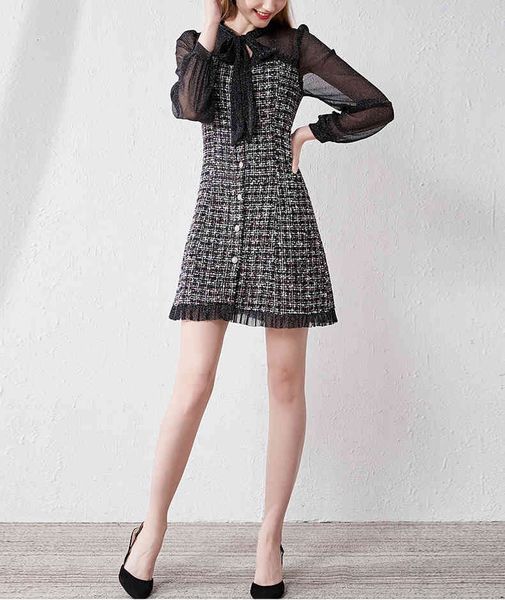 autumn mesh patchwork women fashion full sleeve ruffles plaid elegant bow slim a line mini, Black;gray
autumn mesh patchwork women fashion full sleeve ruffles plaid elegant bow slim a line mini, Black;gray