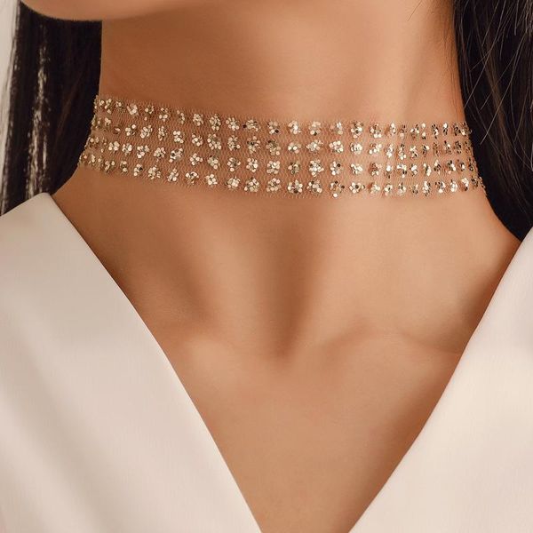 chokers european american gold color invisible shiny sequins mesh wide rope choker necklace for women girls wedding party jewelry, Golden;silver
chokers european american gold color invisible shiny sequins mesh wide rope choker necklace for women girls wedding party jewelry, Golden;silver