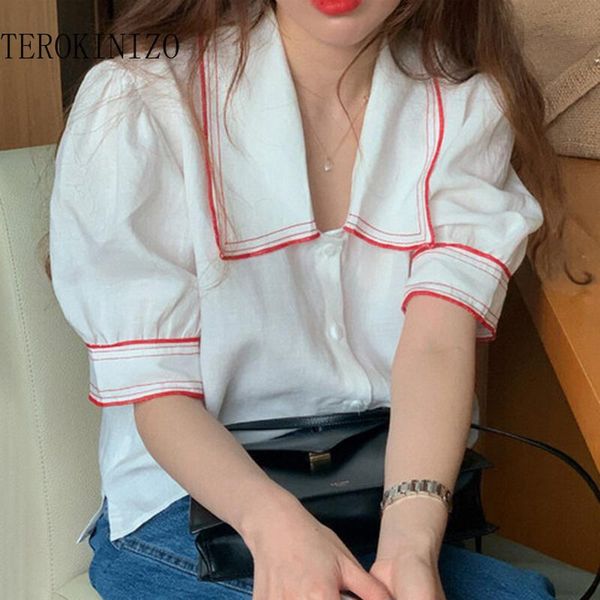 women's blouses & shirts terokinizo summer loose elegant blouse shirt korean fashion ladies contrast color 2021 puff sleeve office lad, White
women's blouses & shirts terokinizo summer loose elegant blouse shirt korean fashion ladies contrast color 2021 puff sleeve office lad, White
