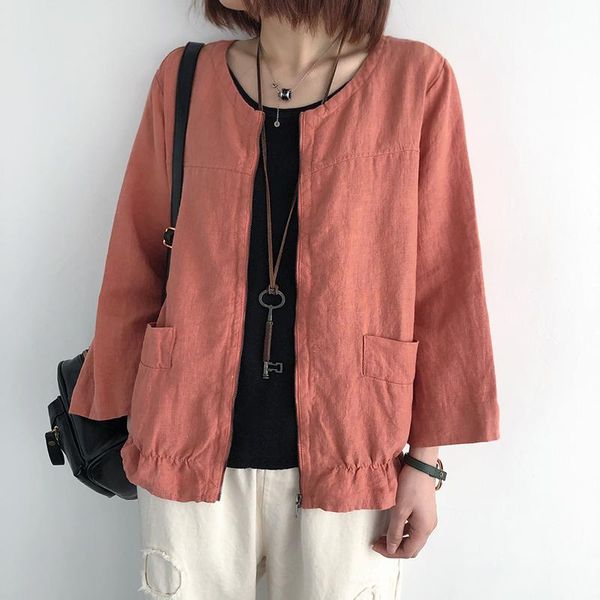 women's jackets thin ramie women jacket solid color cotton 2021 outerwear spring autumn o neck three quarter sleeve loose coat yoyikamo, Black;brown
women's jackets thin ramie women jacket solid color cotton 2021 outerwear spring autumn o neck three quarter sleeve loose coat yoyikamo, Black;brown