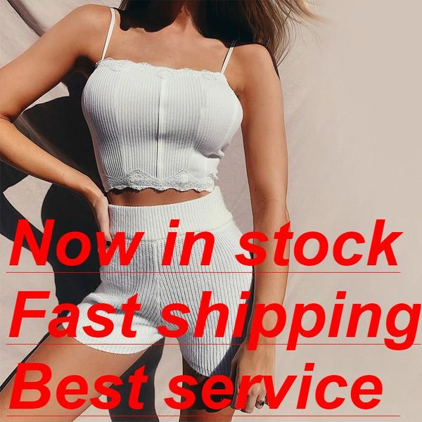 women's cami shorts suit fashion solid color lace stitching high waist two piece set dress, White
women's cami shorts suit fashion solid color lace stitching high waist two piece set dress, White