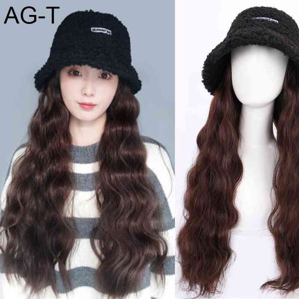 bucket hat wig for women synthetic long wavy curly winter wide-brimmed bucket hat wig all-in-one with, Blue;gray
bucket hat wig for women synthetic long wavy curly winter wide-brimmed bucket hat wig all-in-one with, Blue;gray