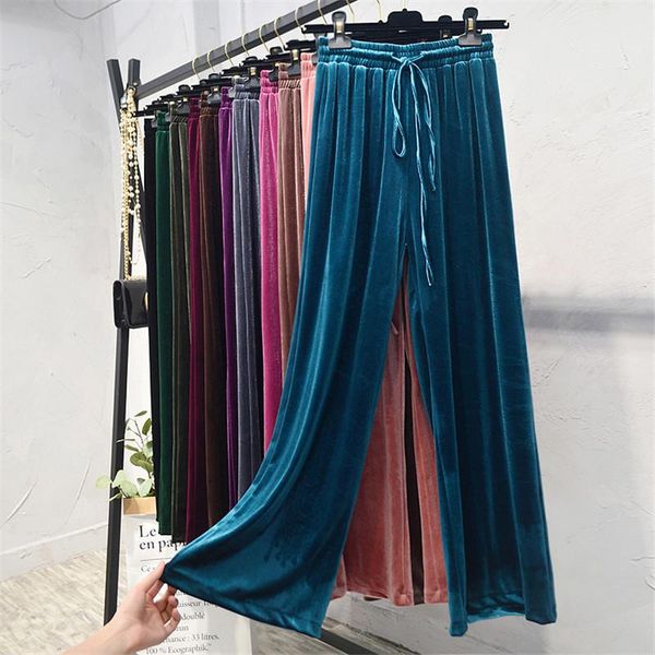 korean style autumn winter high waist gold velvet wide-leg pants women lace up loose casual straight long trousers c6739 women's & capr, Black;white
korean style autumn winter high waist gold velvet wide-leg pants women lace up loose casual straight long trousers c6739 women's & capr, Black;white