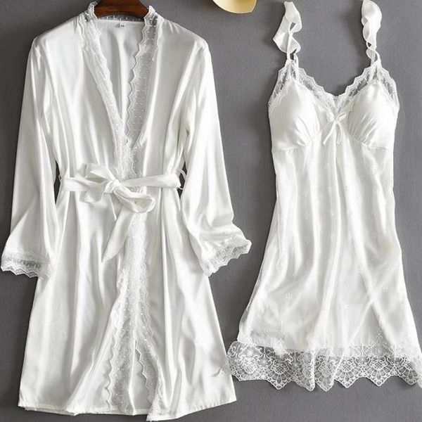 women's sleepwear 2pcs robe set women home clothing v-neck intimate lingerie lace spring summer wedding nightgown casual satin nightwea, Black;red
women's sleepwear 2pcs robe set women home clothing v-neck intimate lingerie lace spring summer wedding nightgown casual satin nightwea, Black;red