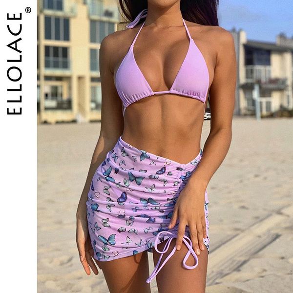 women's swimwear ellolace halter butterfly printed bikini women female swimsuit three-pieces set with skirt bather bathing suit, White;black
women's swimwear ellolace halter butterfly printed bikini women female swimsuit three-pieces set with skirt bather bathing suit, White;black