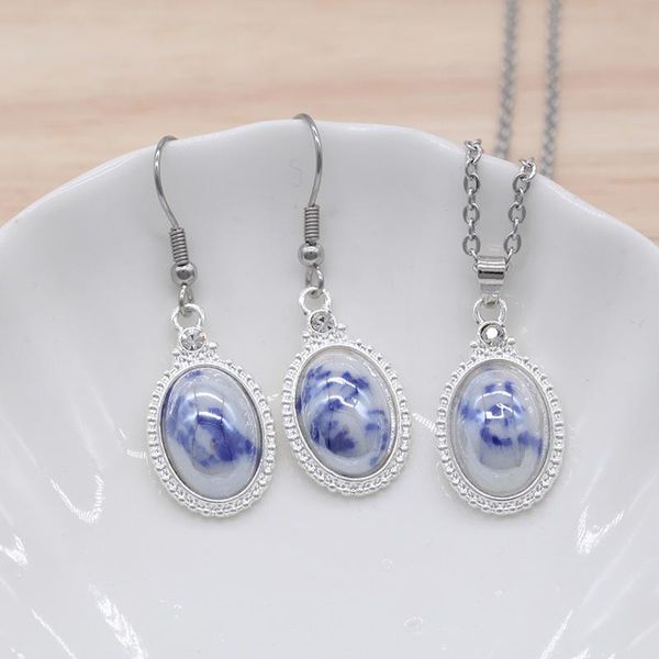 earrings & necklace vintage female ceramic bead jewelry set charm silver color dangle for women cute bride oval wedding gs011
earrings & necklace vintage female ceramic bead jewelry set charm silver color dangle for women cute bride oval wedding gs011