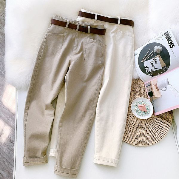 women's pencil pants slim with belt high waist ladies casual nine-point female spring fashion trousers for women 210524, Black;white
women's pencil pants slim with belt high waist ladies casual nine-point female spring fashion trousers for women 210524, Black;white