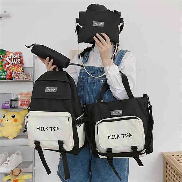 4 pcs sets cute school bag backpack canvas for teenage girls women college student fashion book badge shoulder
4 pcs sets cute school bag backpack canvas for teenage girls women college student fashion book badge shoulder