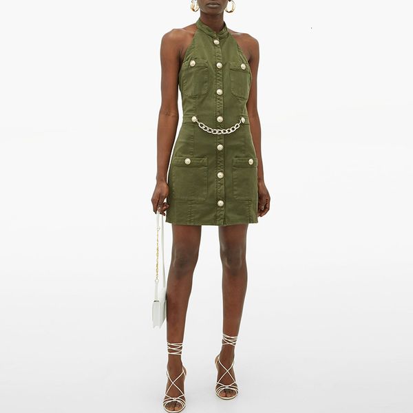 casual dresses est fashion designer runway women's lion buttons chain green cotton backless halter i6fd, Black;gray
casual dresses est fashion designer runway women's lion buttons chain green cotton backless halter i6fd, Black;gray