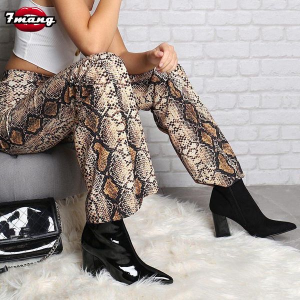 women's pants & capris 7mang snake print flare skin elastic high waist women casual club party soft fashion trousers, Black;white
women's pants & capris 7mang snake print flare skin elastic high waist women casual club party soft fashion trousers, Black;white