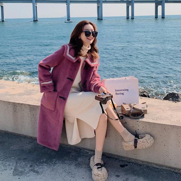 women's wool & blends coat women 2021 winter korean doll collar single-breasted horn buckle mid-length woolen jacket solid color straig, Black
women's wool & blends coat women 2021 winter korean doll collar single-breasted horn buckle mid-length woolen jacket solid color straig, Black