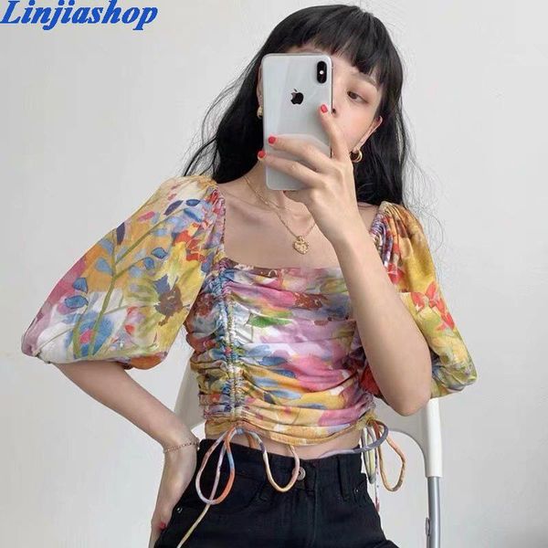 women's blouses & shirts vintage women and colorful summer short sleeve square collar sweet shirt ladies modern female blusas mujer, White
women's blouses & shirts vintage women and colorful summer short sleeve square collar sweet shirt ladies modern female blusas mujer, White
