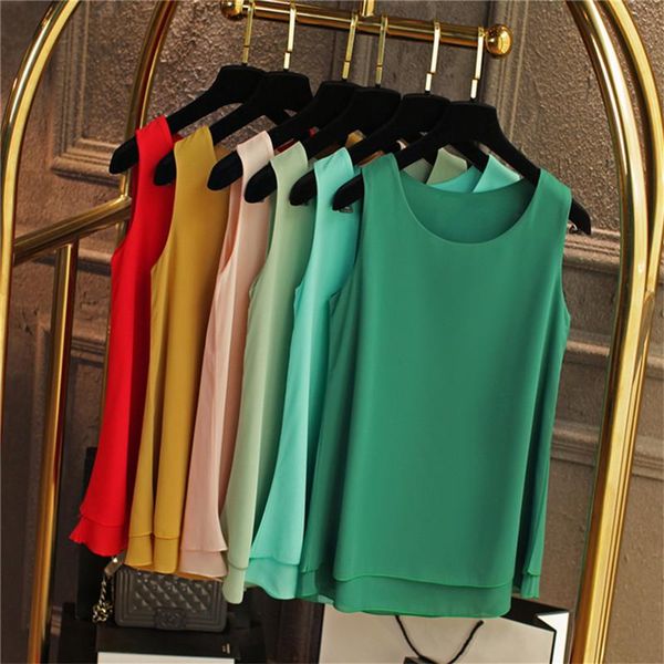 women's tanks & camis summer women fashion casual solid shirts vest female sleeveless two layer chiffon, White
women's tanks & camis summer women fashion casual solid shirts vest female sleeveless two layer chiffon, White
